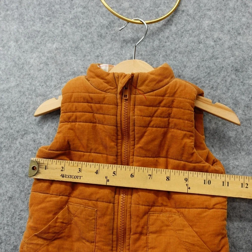 TAHARI Puffer Vest Toddlers 24M Burnt Orange Corduroy Quilted Full Zip Outdoor